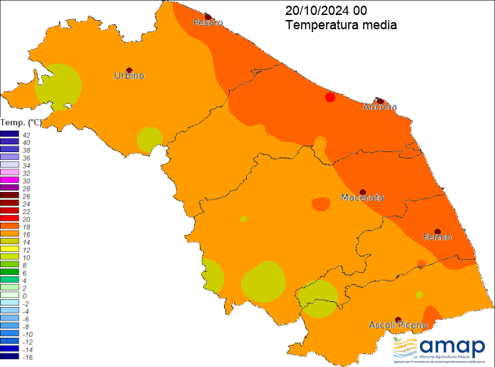 Meteo Regione Marche ASSAM - Carte temperatura media giornaliera