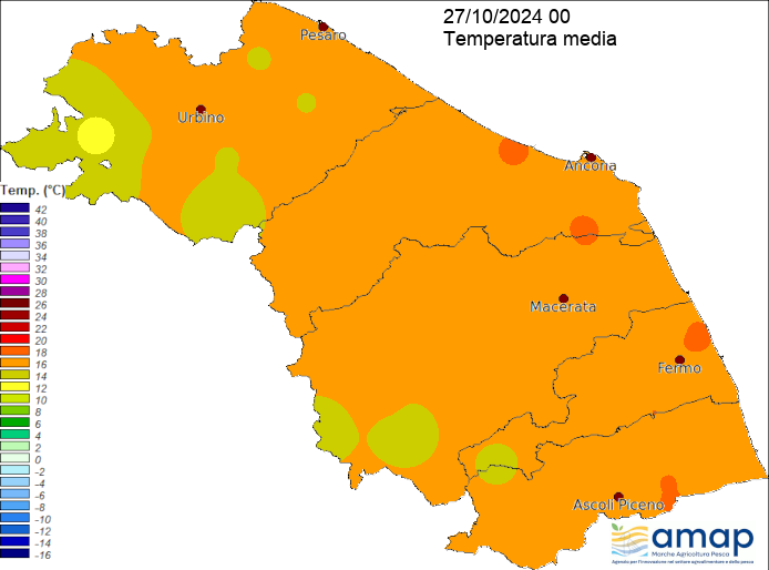 Meteo Regione Marche ASSAM - Carte temperatura media giornaliera