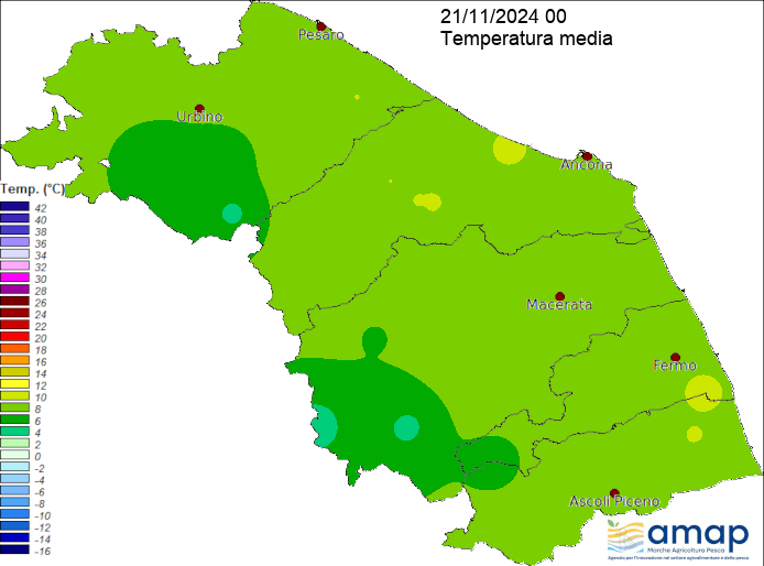 Meteo Regione Marche ASSAM - Carte temperatura media giornaliera